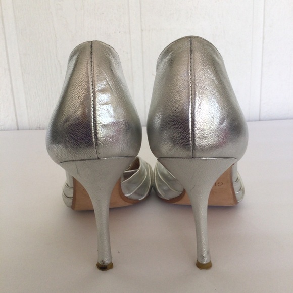 NORDSTROM GLINT SILVER WEDDING HEELS SIZE 9.5 - Picture 6 of 13